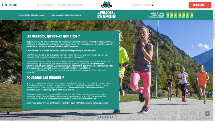 Page Internet Virade de l'Espoir Corse-du-Sud